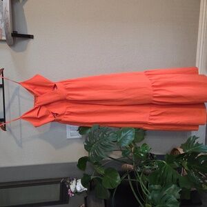 Orange Sun Dress Mid Length